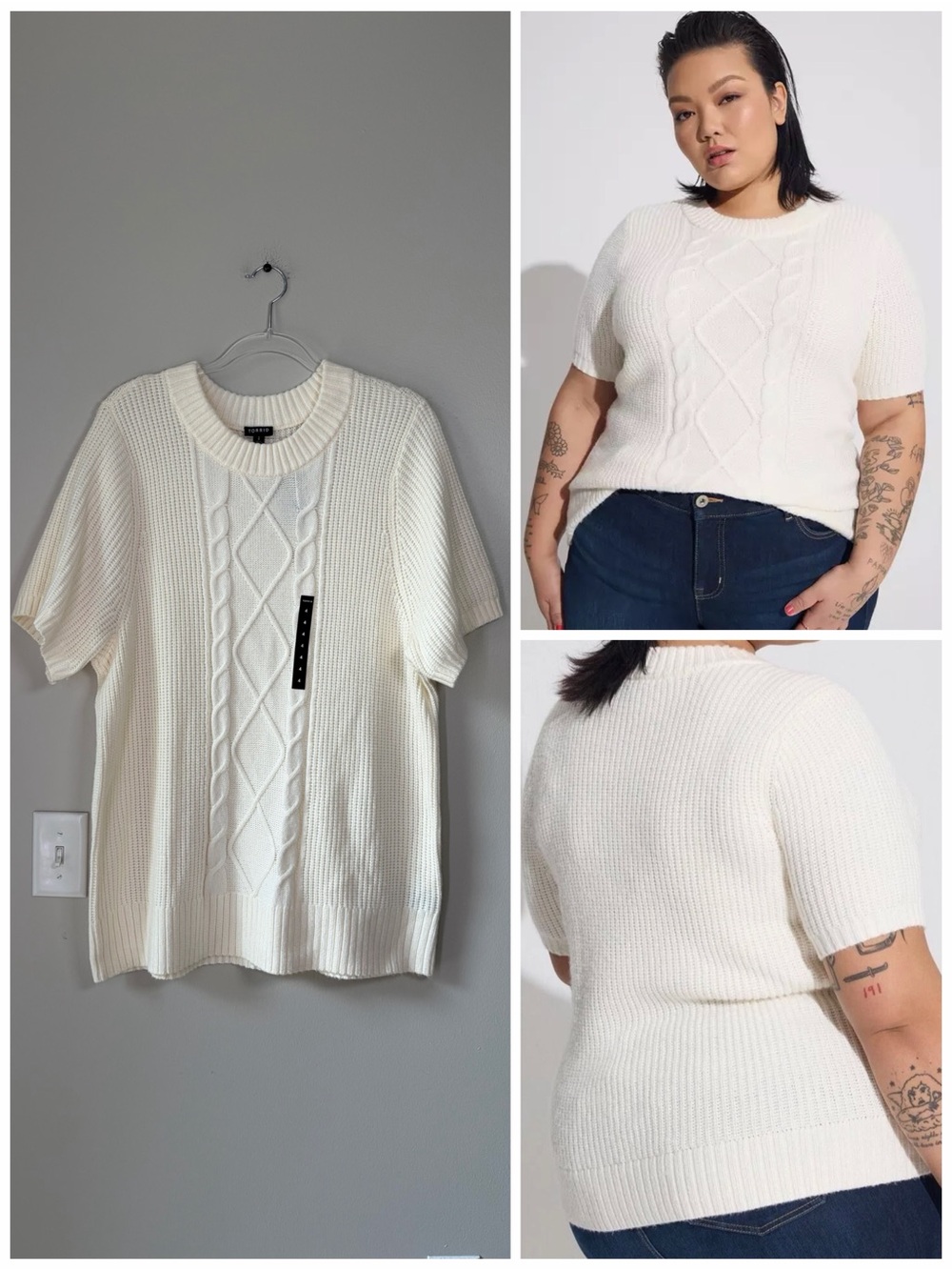 Torrid Chunky Knit Drop Shoulder Pullover Short Sleeve Sweater